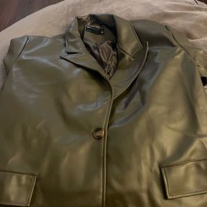 Faux Leather Blazer Jacket